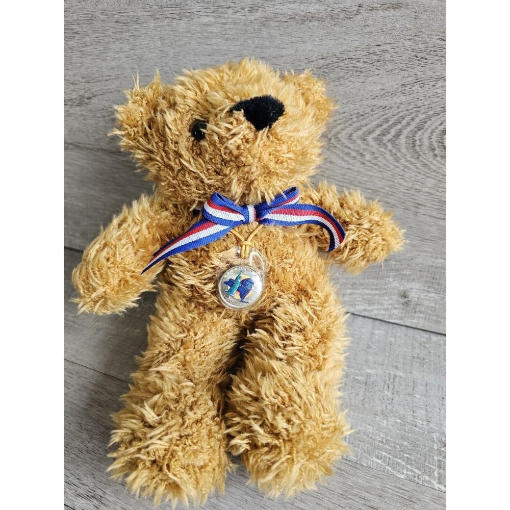 Vtg NY Quarter Teddy Bear 9" Plush Beverly Hills Teddy Bear Co. 800.996 Bear